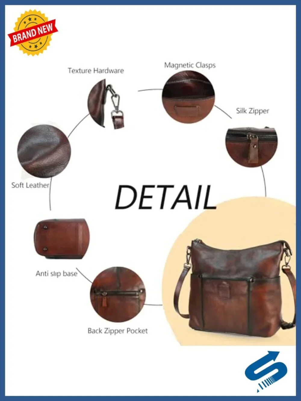 Genuine Leather Hobo Bag Crossbody Shoulder Purse Handbag Vintage
